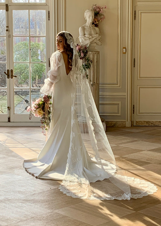Briella Cathedral Mantilla Veil by Dhibi Couture