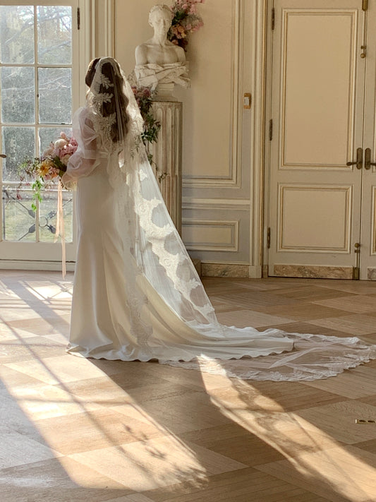 Briella Cathedral Mantilla Veil by Dhibi Couture