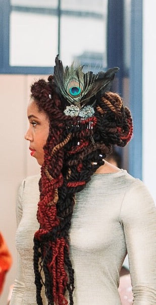 Embellished peacock hair comb