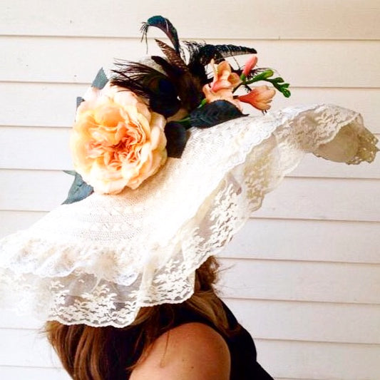 Ivory floral derby hat